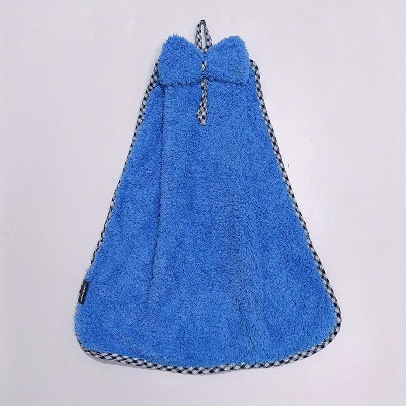Soft Coral Fleece Hand Towel with Hanging Loop for Bathroom