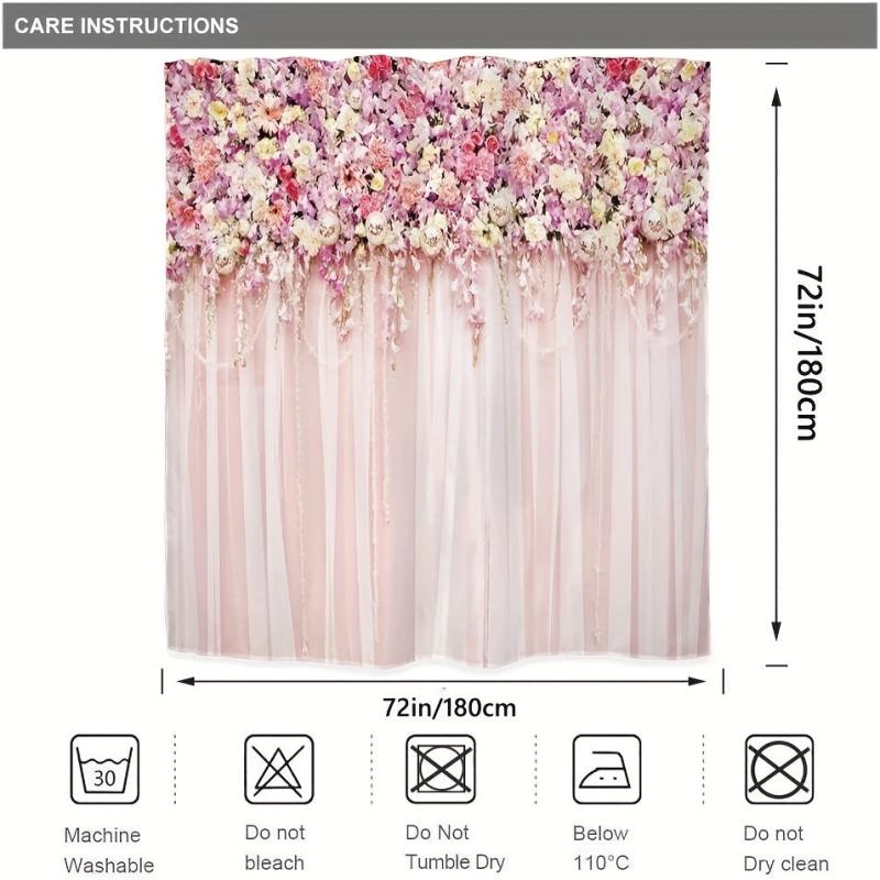 Bridal Floral Shower Curtain Bathroom Waterproof Shower Curtain