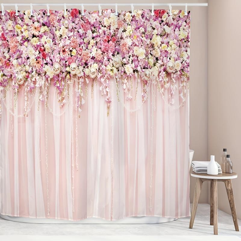 Bridal Floral Shower Curtain Bathroom Waterproof Shower Curtain