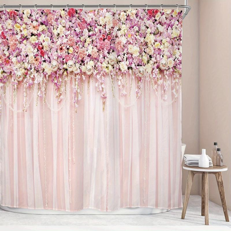 Bridal Floral Shower Curtain Bathroom Waterproof Shower Curtain