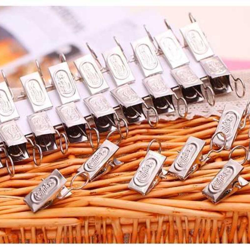 Stainless Steel Curtain Clip Hooks - 20pcs