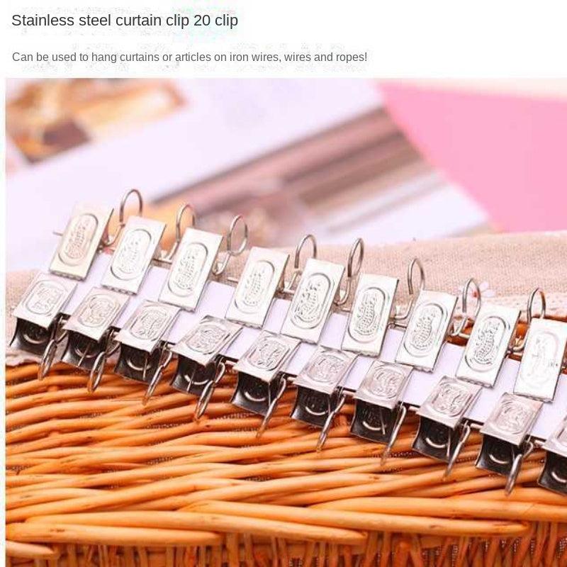 Stainless Steel Curtain Clip Hooks - 20pcs