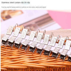Stainless Steel Curtain Clip Hooks - 20pcs