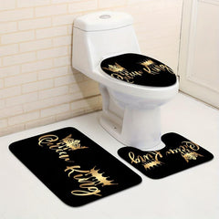4PCS King Queen Crown Beauty Art Shower Curtain Set