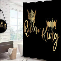 4PCS King Queen Crown Beauty Art Shower Curtain Set