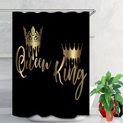 4PCS King Queen Crown Beauty Art Shower Curtain Set