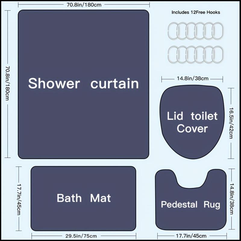 4PCS King Queen Crown Beauty Art Shower Curtain Set