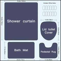 4PCS King Queen Crown Beauty Art Shower Curtain Set