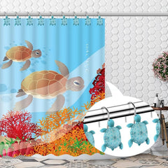 Sea Turtle Resin Shower Curtain Hooks Set of 12