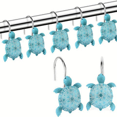 Sea Turtle Resin Shower Curtain Hooks Set of 12