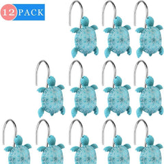 Sea Turtle Resin Shower Curtain Hooks Set of 12