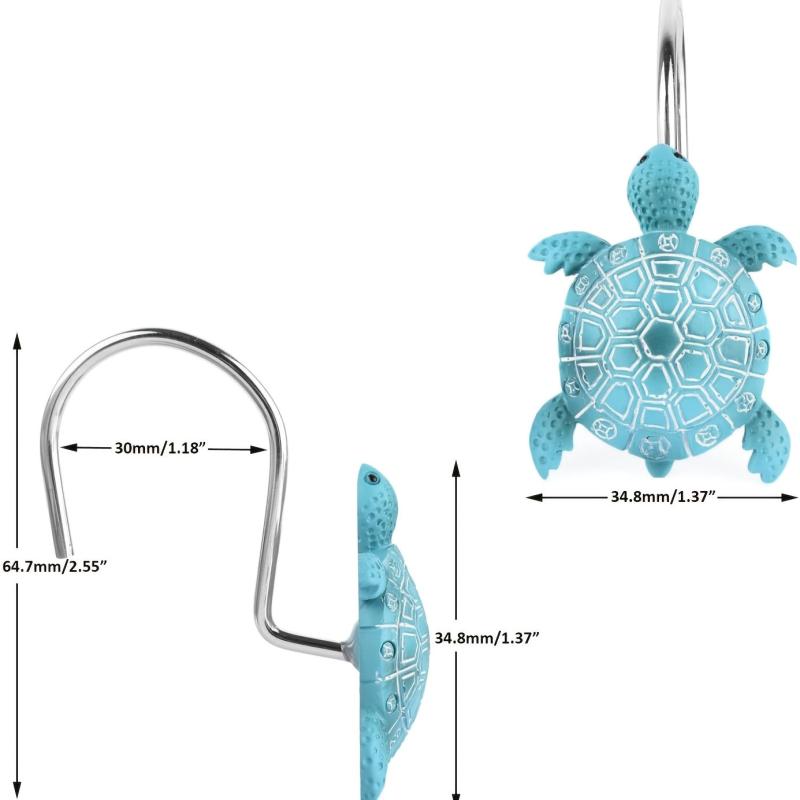 Sea Turtle Resin Shower Curtain Hooks Set of 12