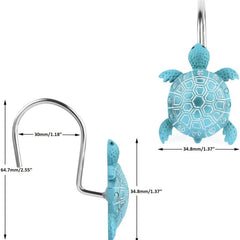 Sea Turtle Resin Shower Curtain Hooks Set of 12