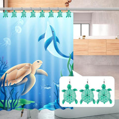 Sea Turtle Resin Shower Curtain Hooks Set of 12
