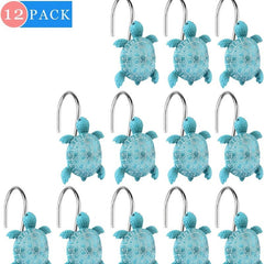Sea Turtle Resin Shower Curtain Hooks Set of 12