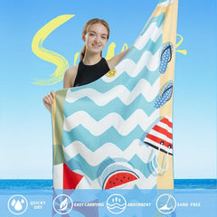 Microfiber Beach Towel Quick Drying Absorbent Sandproof Lightweight Blanket