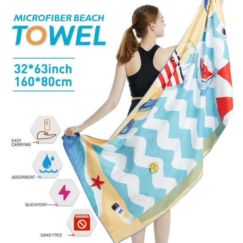 Microfiber Beach Towel Quick Drying Absorbent Sandproof Lightweight Blanket