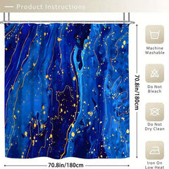 4pcs Dark Marble Shower Curtain Waterproof Bathroom Decor Set