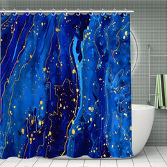 4pcs Dark Marble Shower Curtain Waterproof Bathroom Decor Set