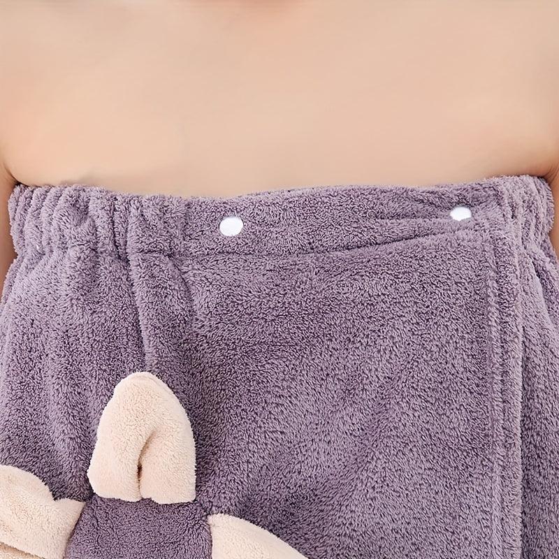 Flower Decor Adjustable Bath Skirt for Women Soft Bathrobe Sleepwear