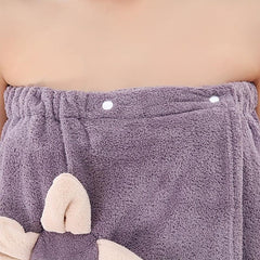 Flower Decor Adjustable Bath Skirt for Women Soft Bathrobe Sleepwear