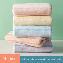 5pcs Striped Hand Towel Coral Fleece Soft Face Towel Absorbent Bathroom Supplies