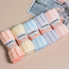 5pcs Striped Hand Towel Coral Fleece Soft Face Towel Absorbent Bathroom Supplies