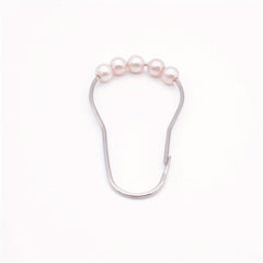12pcs Faux Pearl Shower Curtain Hooks with Roller Balls