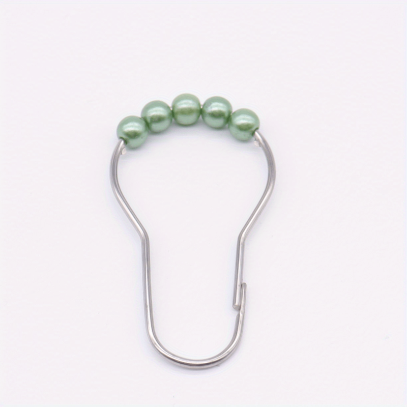 12pcs Faux Pearl Shower Curtain Hooks with Roller Balls