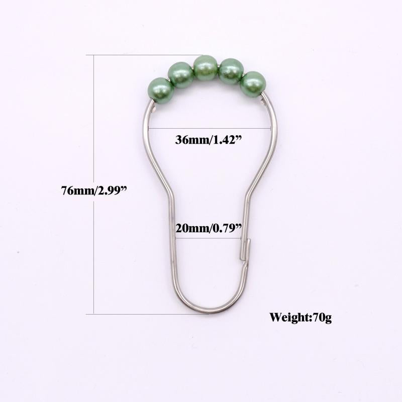 12pcs Faux Pearl Shower Curtain Hooks with Roller Balls