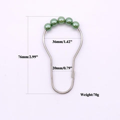 12pcs Faux Pearl Shower Curtain Hooks with Roller Balls