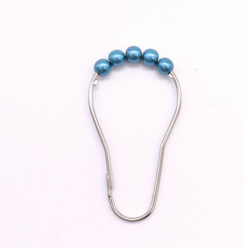 12pcs Faux Pearl Shower Curtain Hooks with Roller Balls