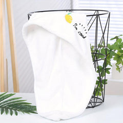 Embroidered Hair Towel Button Hair Drying Cap Coral Velvet Hair Towel
