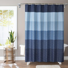 Navy Waffle Bath Curtain Waterproof Shower Curtain 72'' x 72''