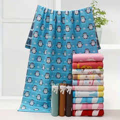 Cartoon Bath Towel for Kids, Soft & Absorbent, Home Bathroom Supplies