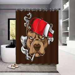 Waterproof Shower Curtain with Cartoon Pattern and Hooks
