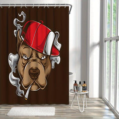 Waterproof Shower Curtain with Cartoon Pattern and Hooks