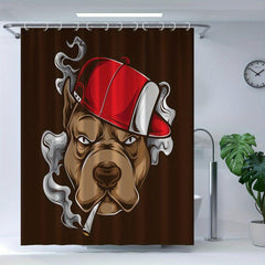 Waterproof Shower Curtain with Cartoon Pattern and Hooks