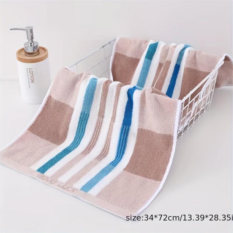 2pcs Striped Cotton Hand Towel Soft Couple Face Towel Absorbent Towel