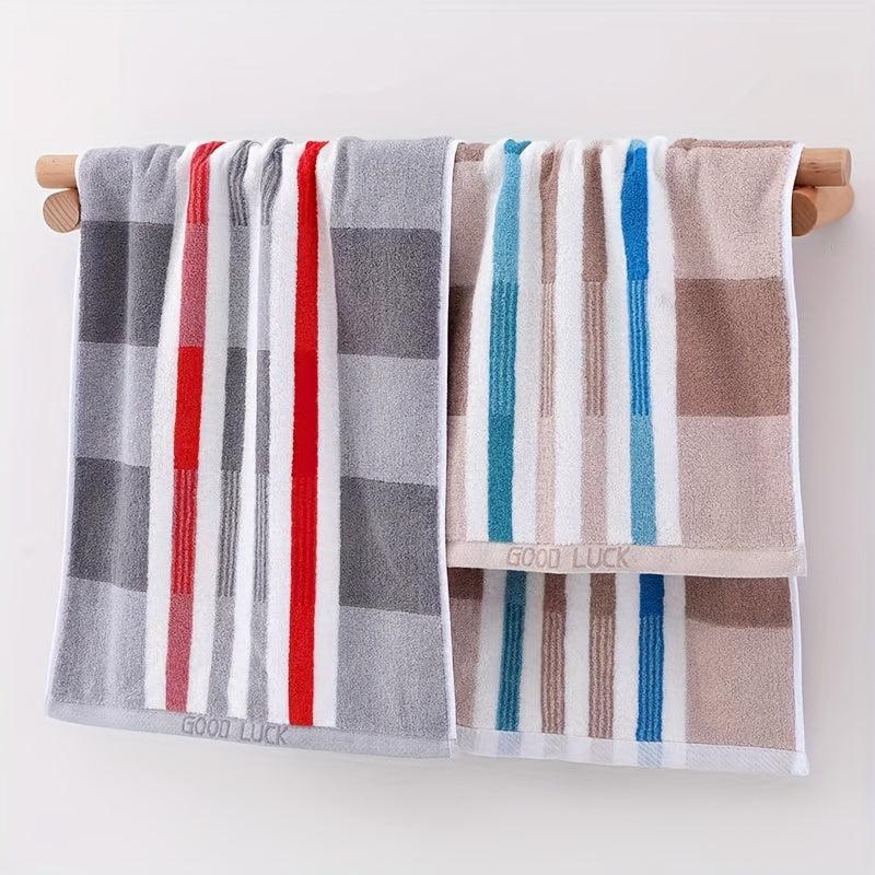 2pcs Striped Cotton Hand Towel Soft Couple Face Towel Absorbent Towel