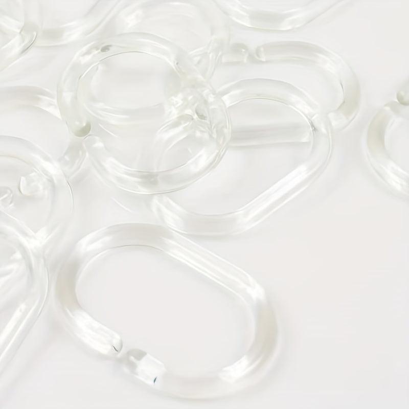 12pcs Transparent Plastic Shower Curtain Hook C-shaped Bathroom Accessories