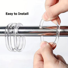 12pcs Transparent Plastic Shower Curtain Hook C-shaped Bathroom Accessories