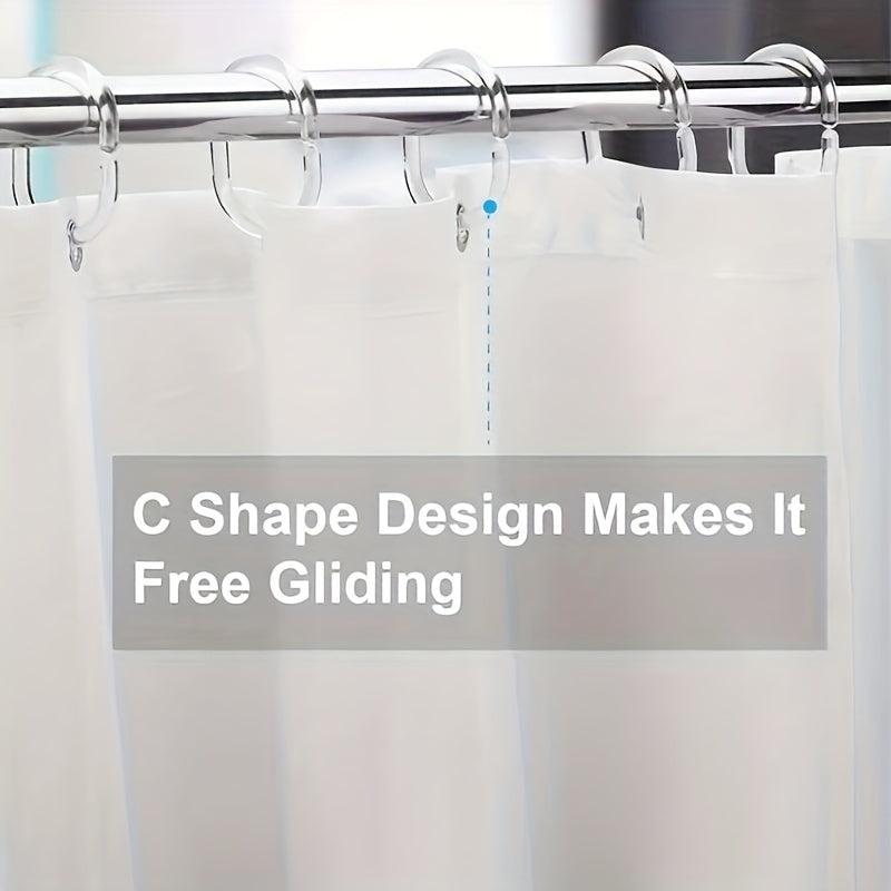 12pcs Transparent Plastic Shower Curtain Hook C-shaped Bathroom Accessories