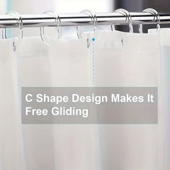 12pcs Transparent Plastic Shower Curtain Hook C-shaped Bathroom Accessories