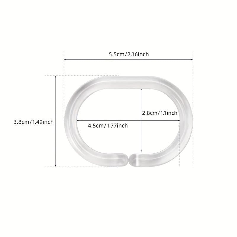 12pcs Transparent Plastic Shower Curtain Hook C-shaped Bathroom Accessories
