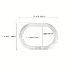 12pcs Transparent Plastic Shower Curtain Hook C-shaped Bathroom Accessories