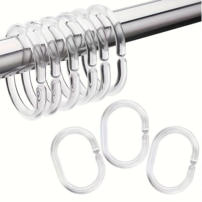 12pcs Transparent Plastic Shower Curtain Hook C-shaped Bathroom Accessories