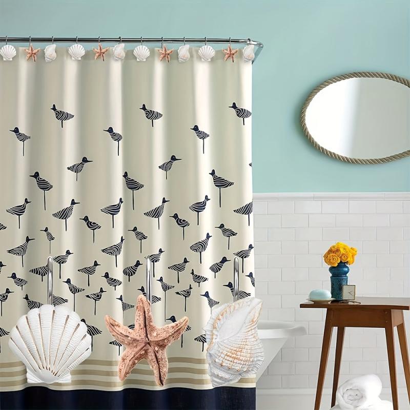 12pcs Seashell Shower Curtain Hooks Stainless Steel Ocean Theme