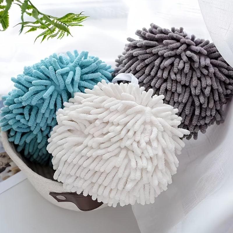 Fluffy Chenille Hanging Towel for Kitchen and Bathroom Use