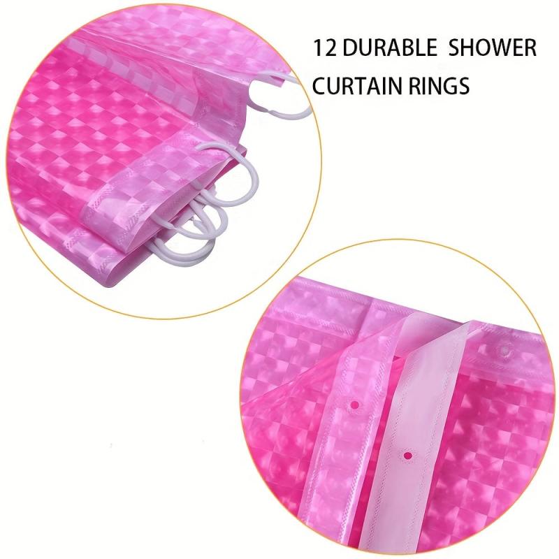 Waterproof Pink Shower Curtain with Hooks - Stylish Bathroom Decor